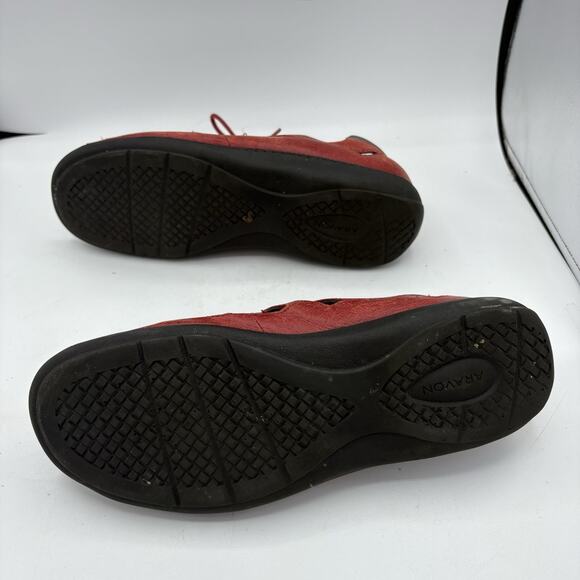 Aravon Sandals Womens Size 12 D Bromly Ghillie Red Gladiator Casual‎ Leather - Picture 9 of 9